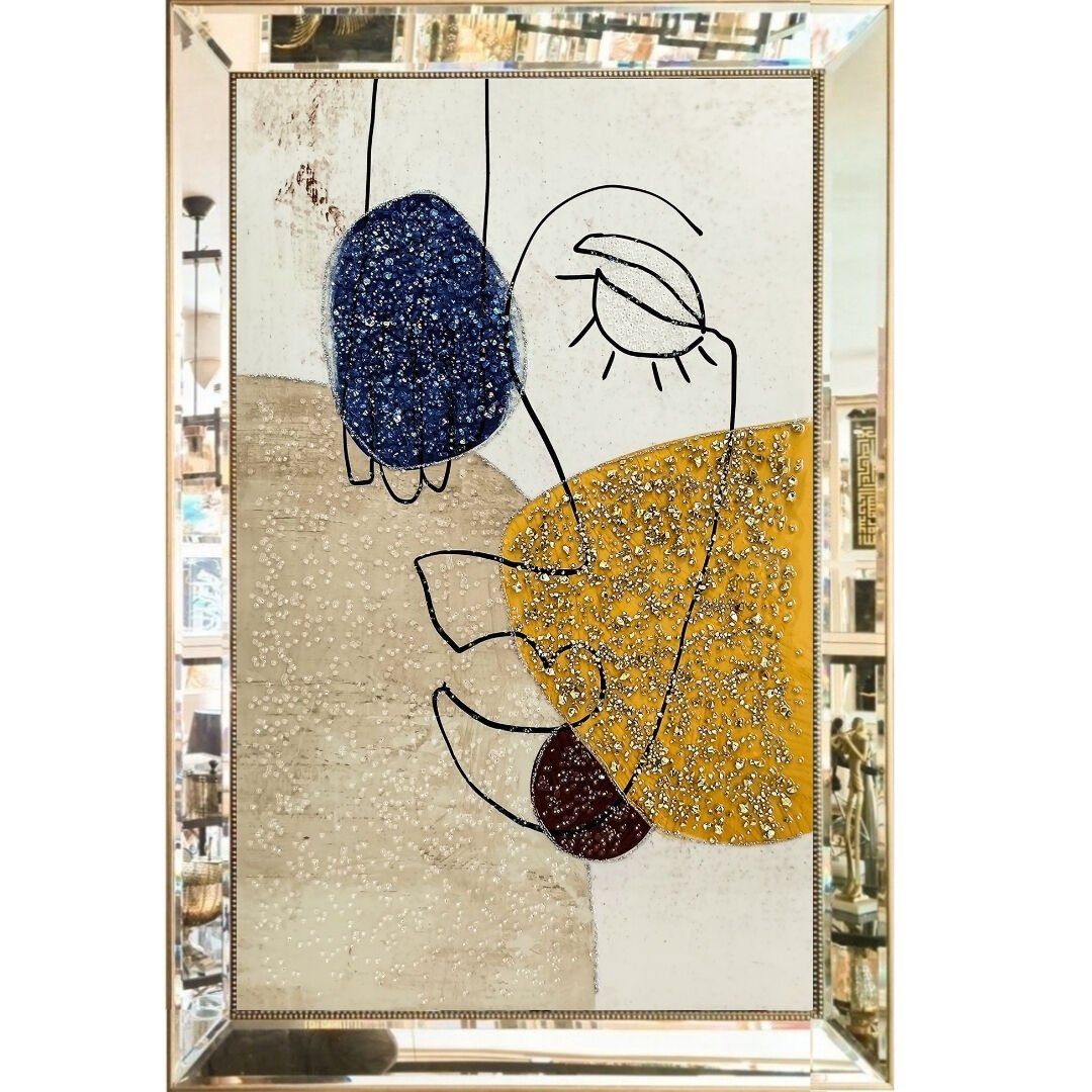 Aynalı Epoksi Soyut Tablo 84x123cm