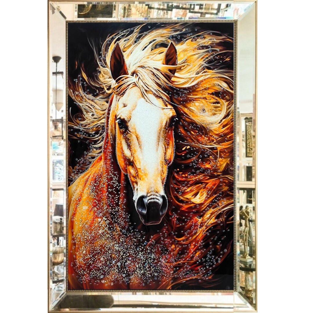Aynalı Epoksi Yeleli At Tablo 84x123cm