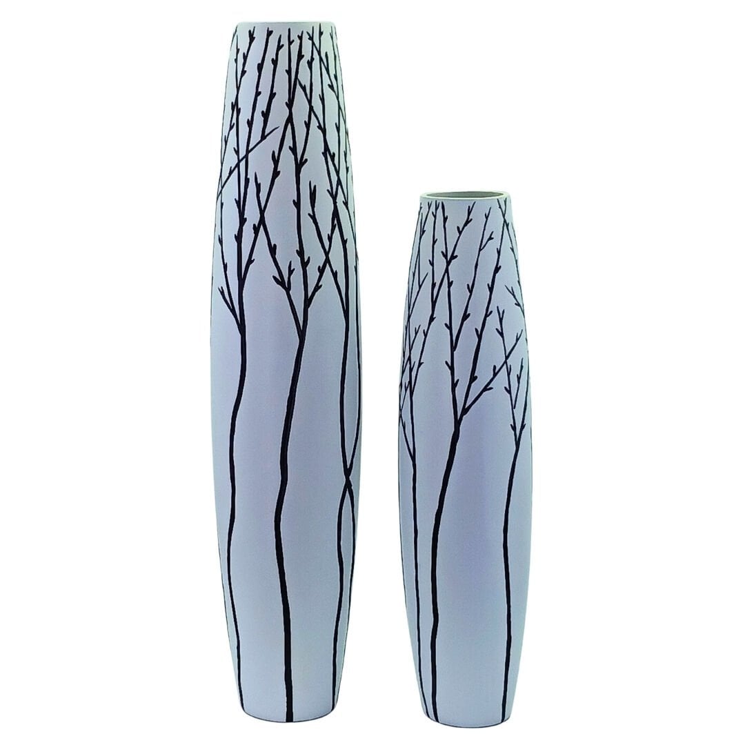 2li Set Dal Desenli Vazo 19x85cm