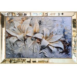 Aynalı Epoksi Beyaz Zambak Tablo 84x123cm