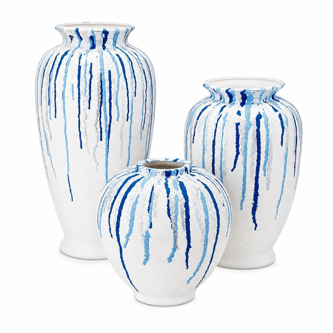 3lü Set Seramik Vazo 23x46cm