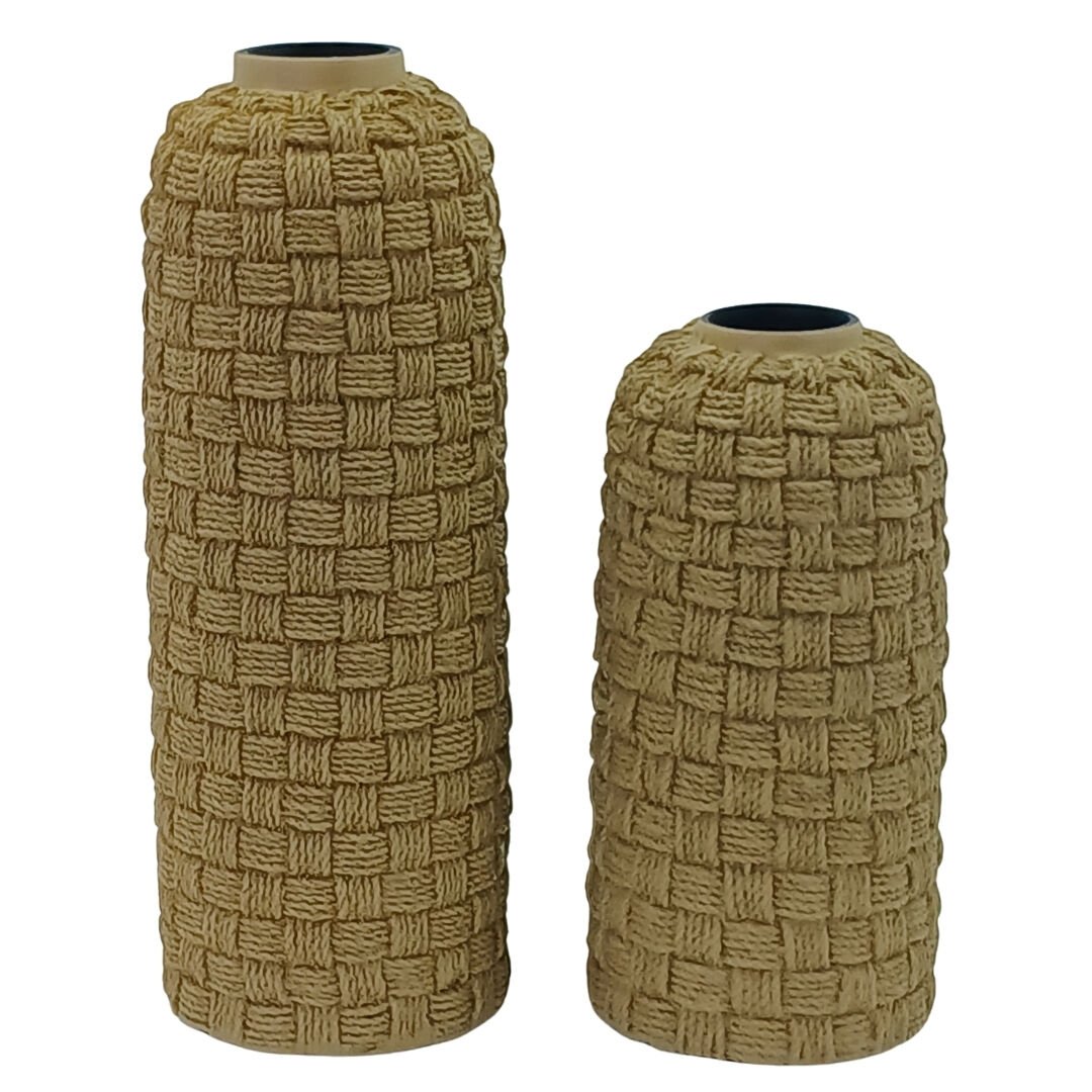 2li Set Hasır Desen Vazo 15x40cm