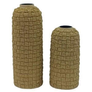 2li Set Hasır Desen Vazo 15x40cm