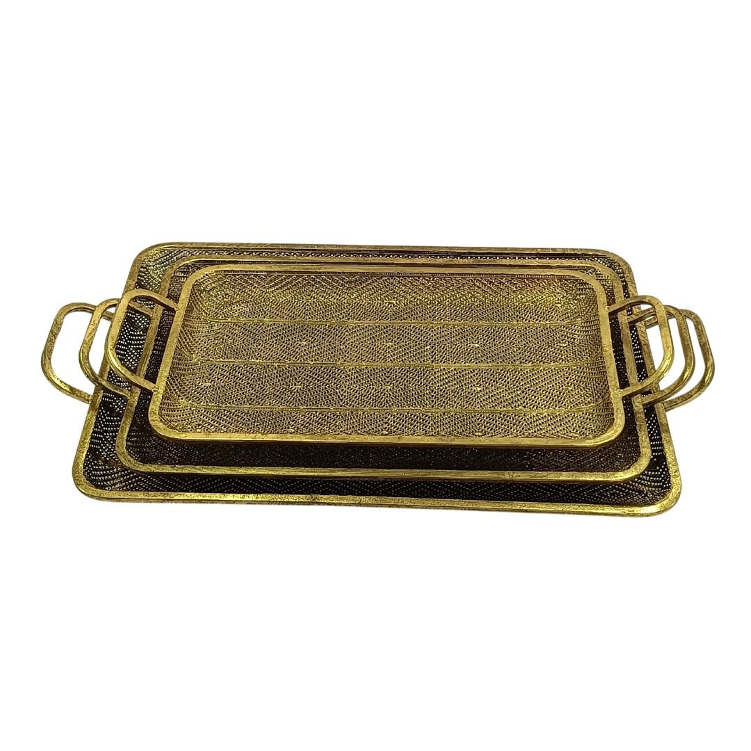 3lü Set Dekoratif Tepsi 39x66cm