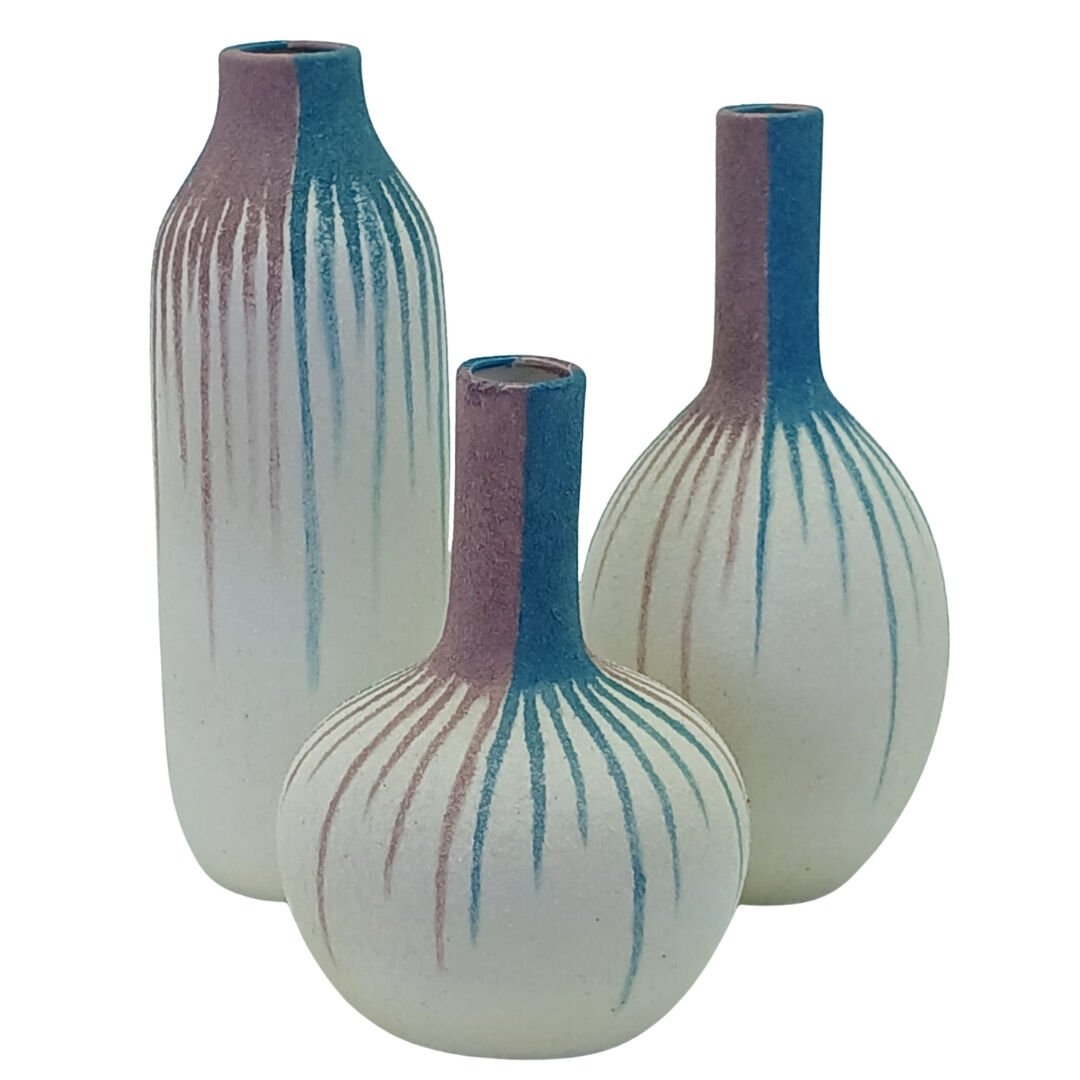 3lü Set Seramik Vazo 14x40cm
