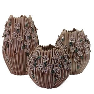 3lü Set Çiçekli Vazo 24x39cm