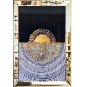 Aynalı Epoksi Soyut Güneş Tablo 84x123cm
