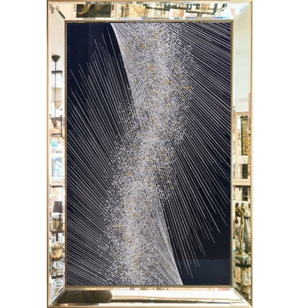 Aynalı Epoksi Line Soyut Tablo 84x123cm