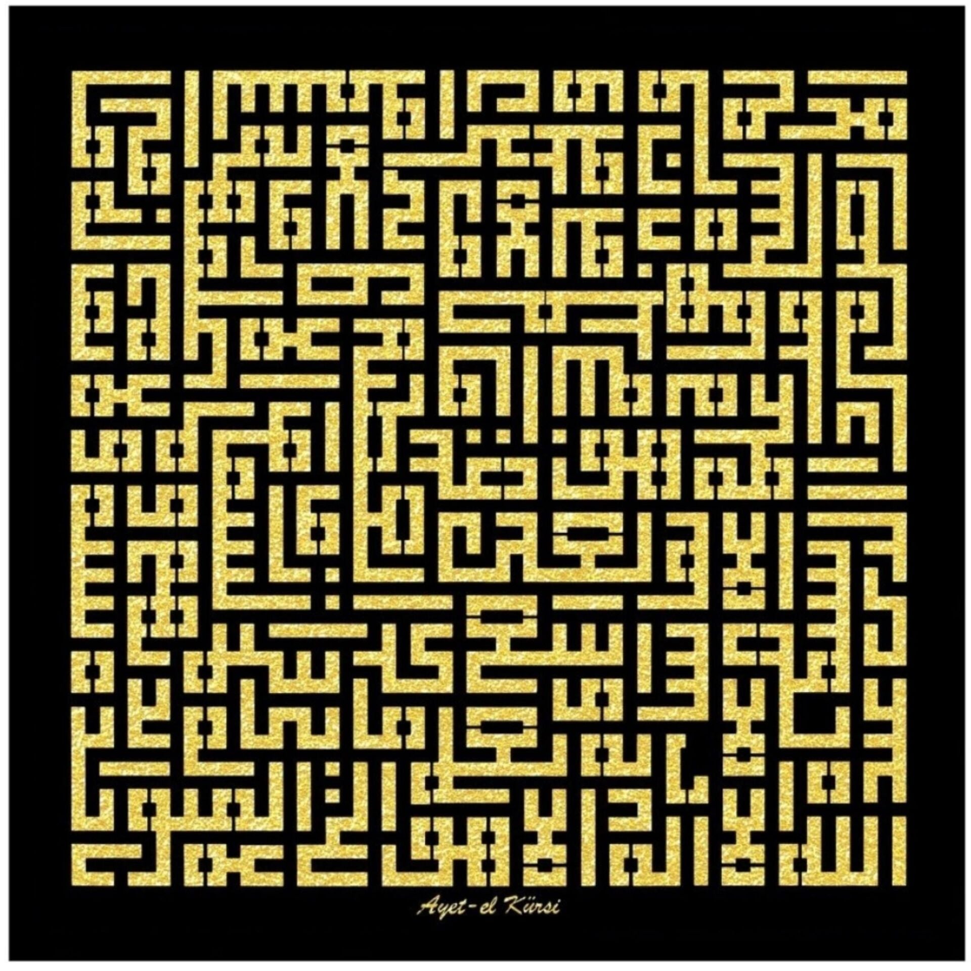 Işıltılı A.Kürsi Küfi Altın Tablo 94x94cm