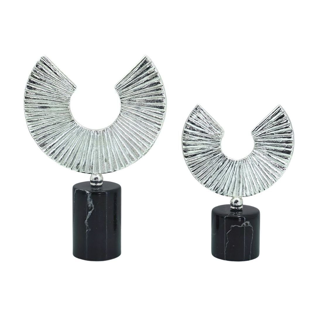 2li Set Döküm Ay Obje Gümüş 20x34cm