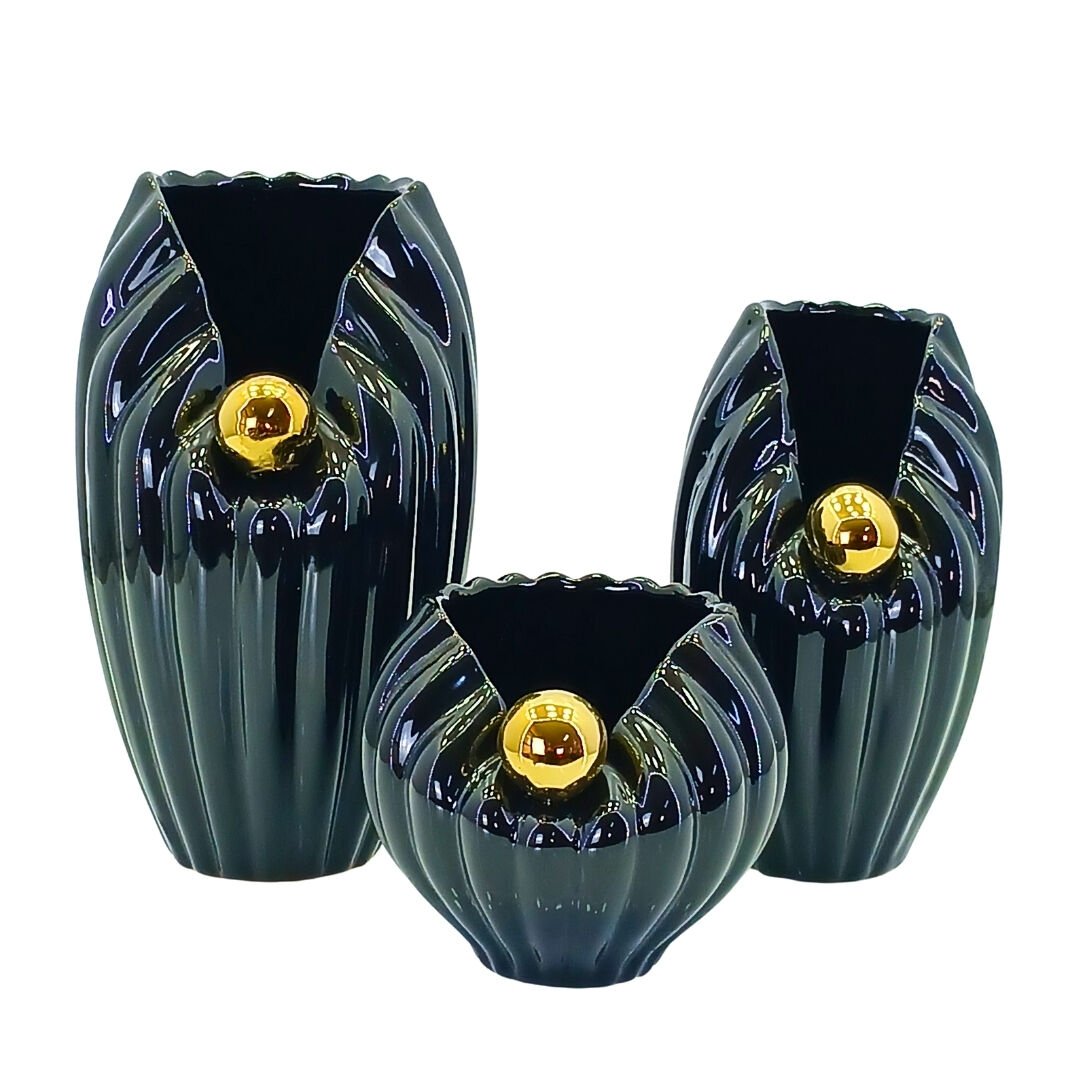 3lü Set Seramik Vazo 16x27cm