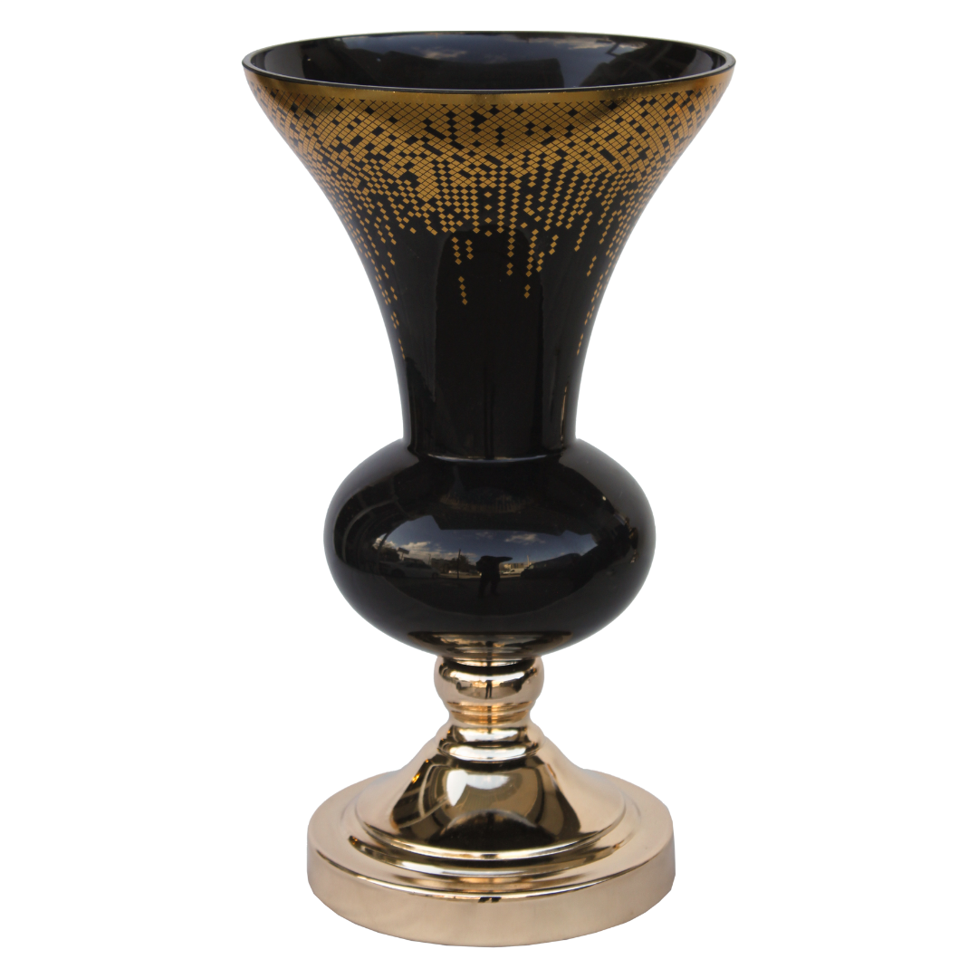 Arvento Prizma Siyah Vazo 20x36cm