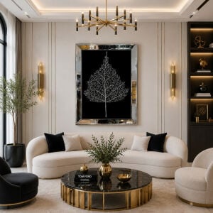 Işıltılı Yaprak Gümüş Tablo 74x104cm