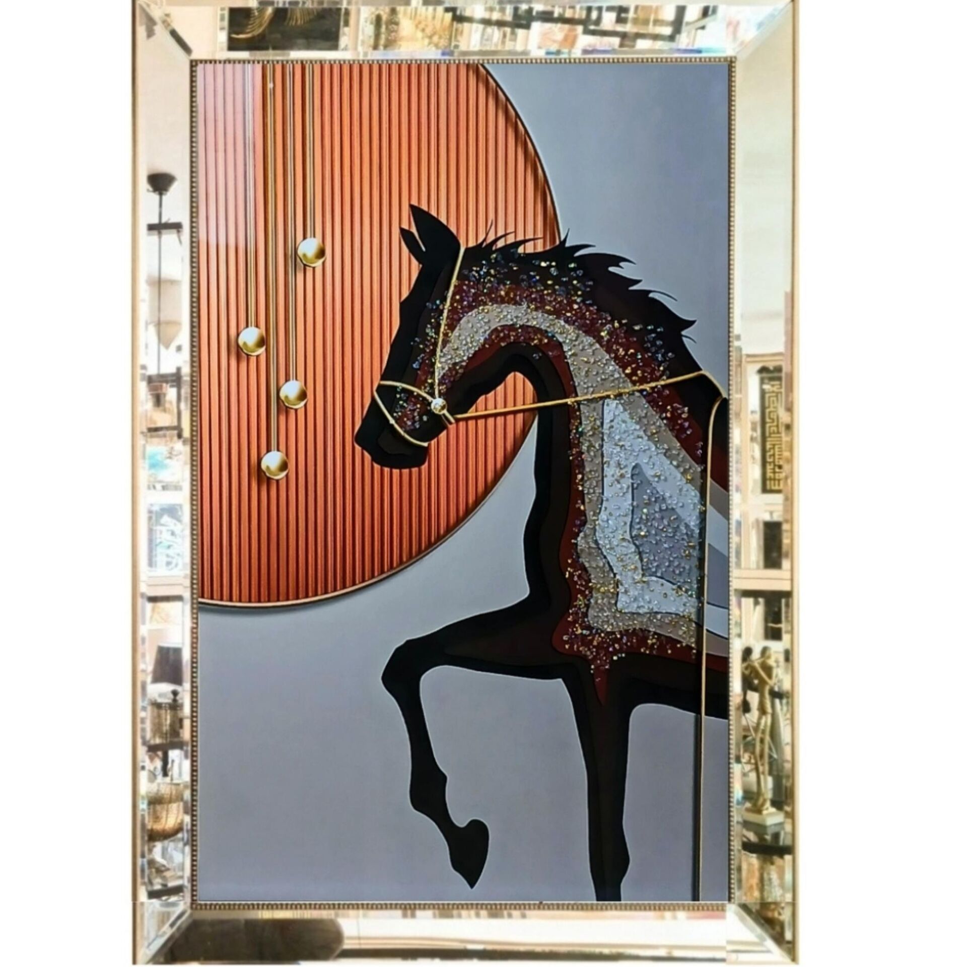 Aynalı Epoksi At Tablo 84x123cm