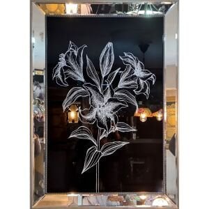 Işıltılı Çiçek Gümüş Tablo 74x104cm