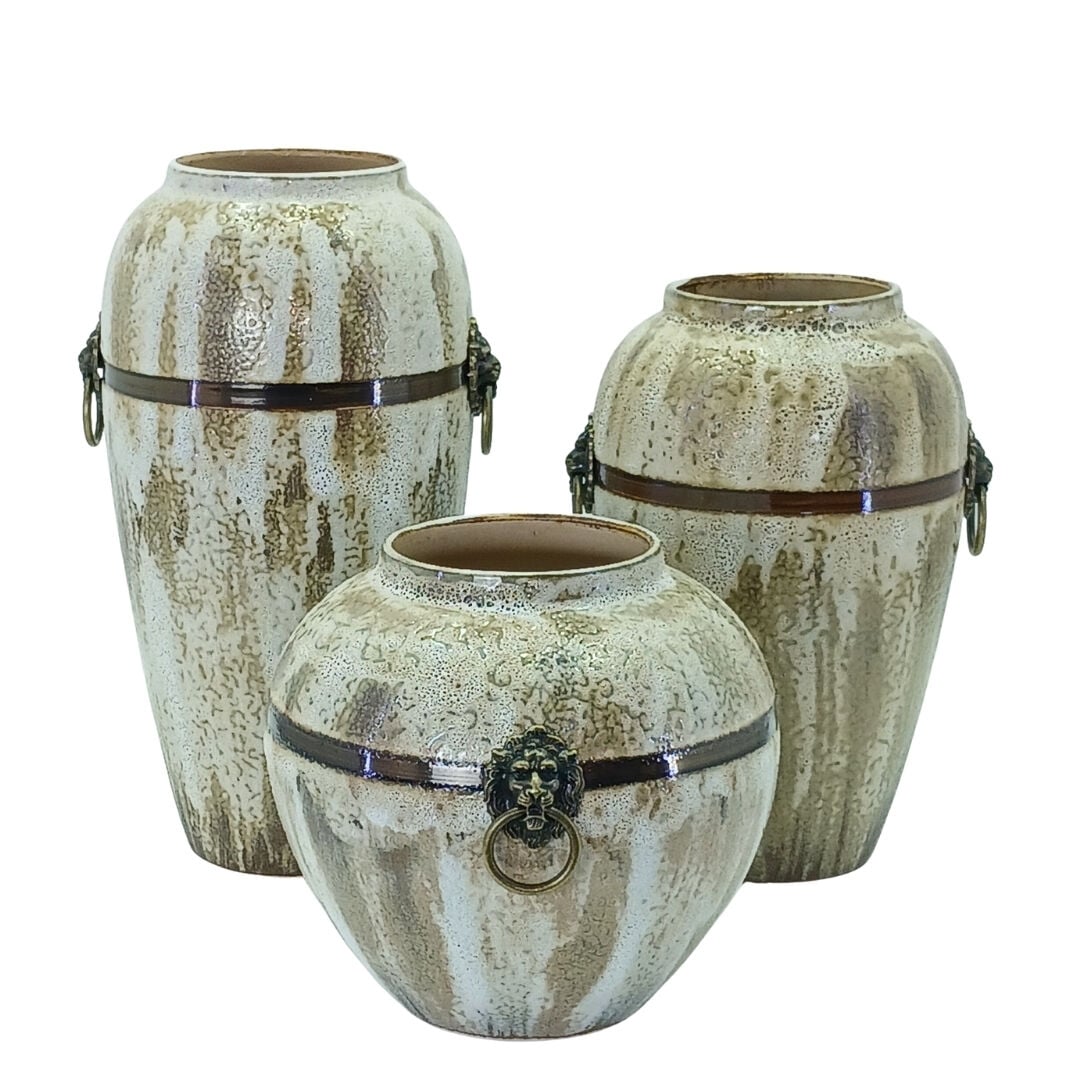 3lü Set Seramik Vazo 20x36cm