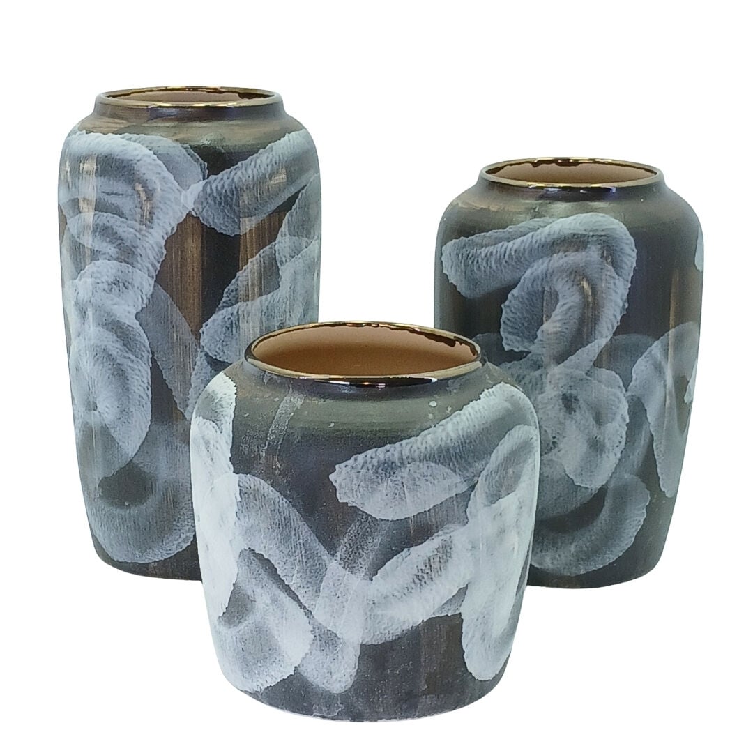 3lü Set Seramik Vazo 18x34cm