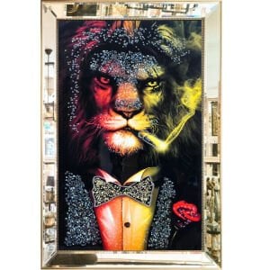 Aynalı Epoksi Aslan Tablo 84x123cm
