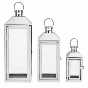 3lü Set Metal Fener Gümüş 18x54cm