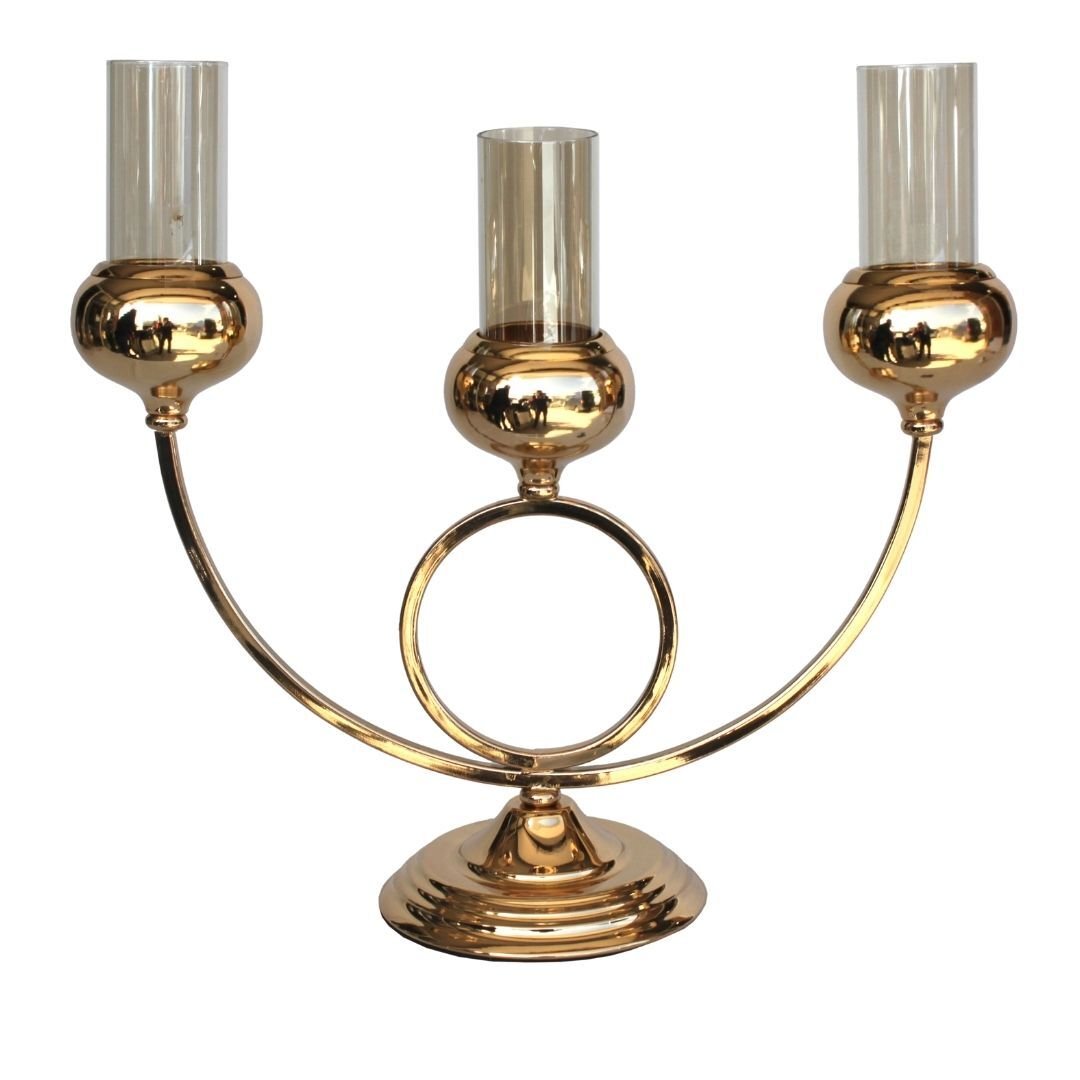 3lü Milano Altın Mumluk 37x40cm