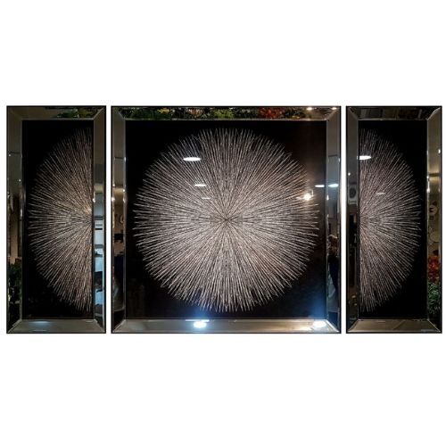 3 lü Set Güneş Gümüş Tablo 114x210cm