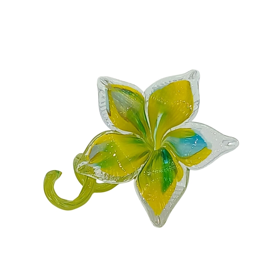 Çiçek Cam Obje Yeşil 10x15cm