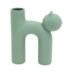 Kedi Vazo 21x23cm Yeşil