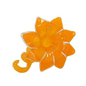 Çiçek Cam Obje Turuncu 11x15cm