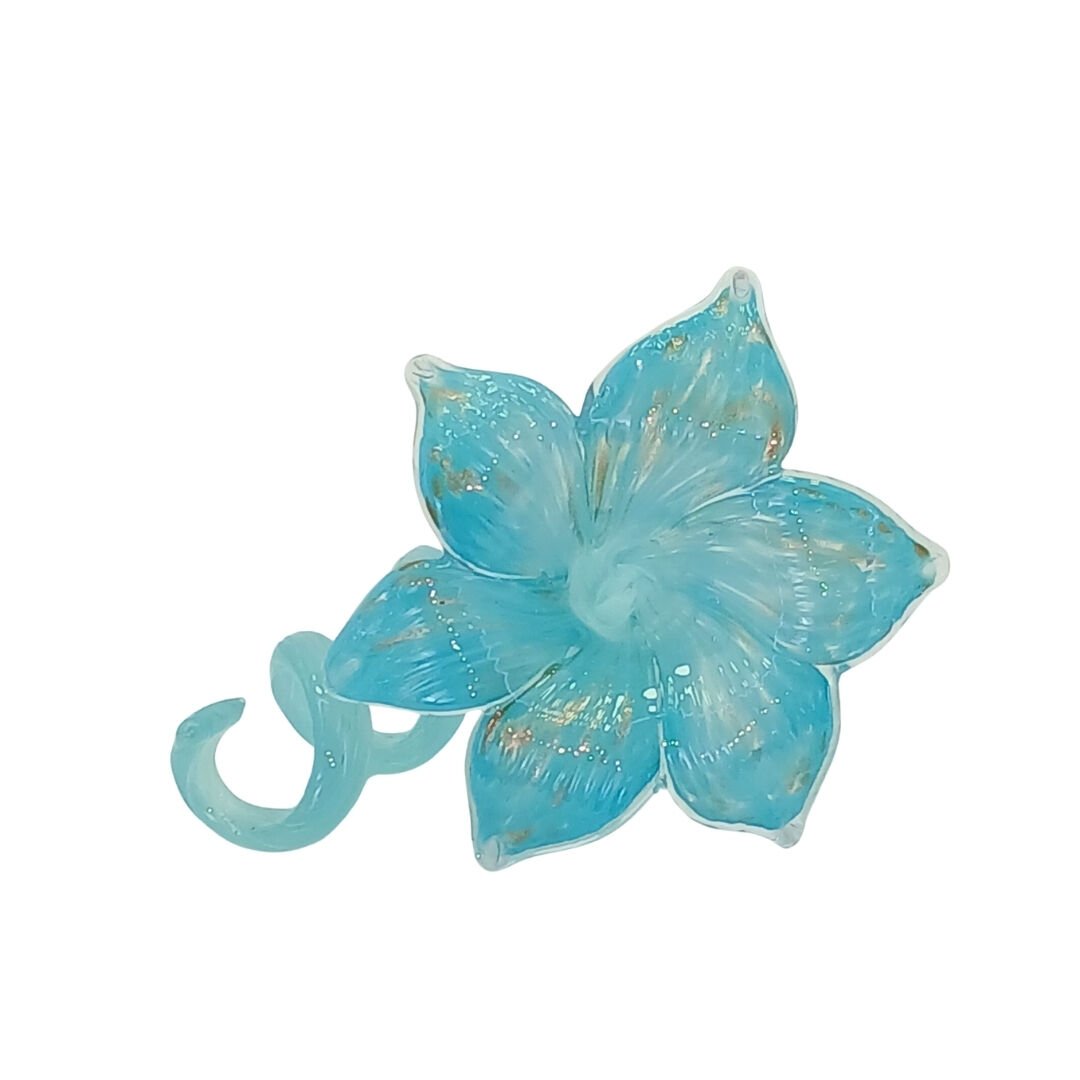 Çiçek Cam Obje Mavi 10x15cm