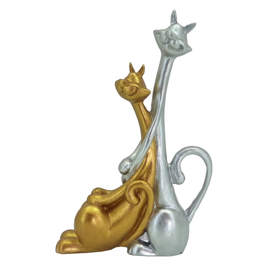 İkili Kedi Gümüş Altın 18x28cm
