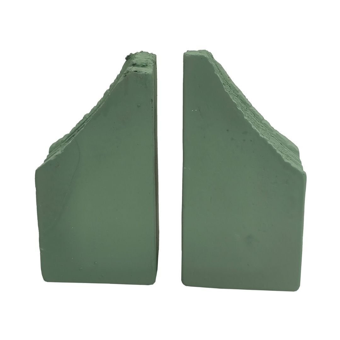 2li Set Taş Kitap Tutucu 18x18cm Yeşil