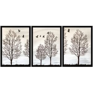 3 lü Set Ağaçlar Tuval Tablo 75x165cm