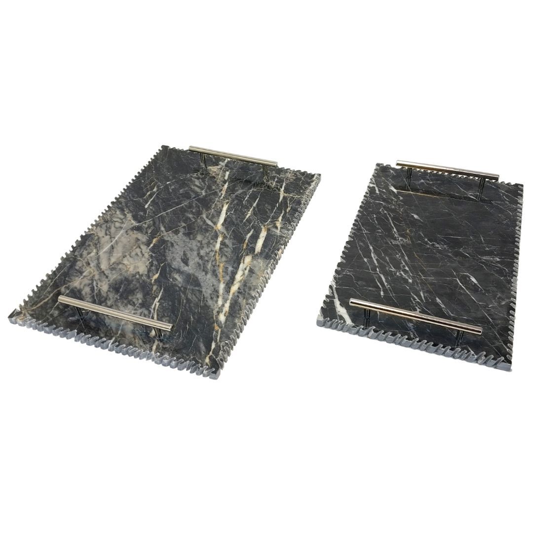 2li Set Mermer Tepsi Siyah 25x35cm