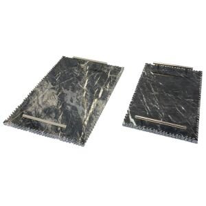 2li Set Mermer Tepsi Siyah 25x35cm