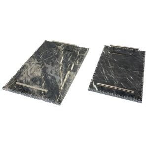 2li Set Mermer Tepsi Siyah 25x35cm