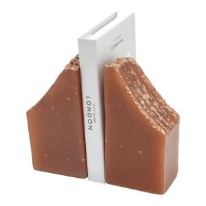 2li Set Taş Kitap Tutucu 18x18cm Turuncu