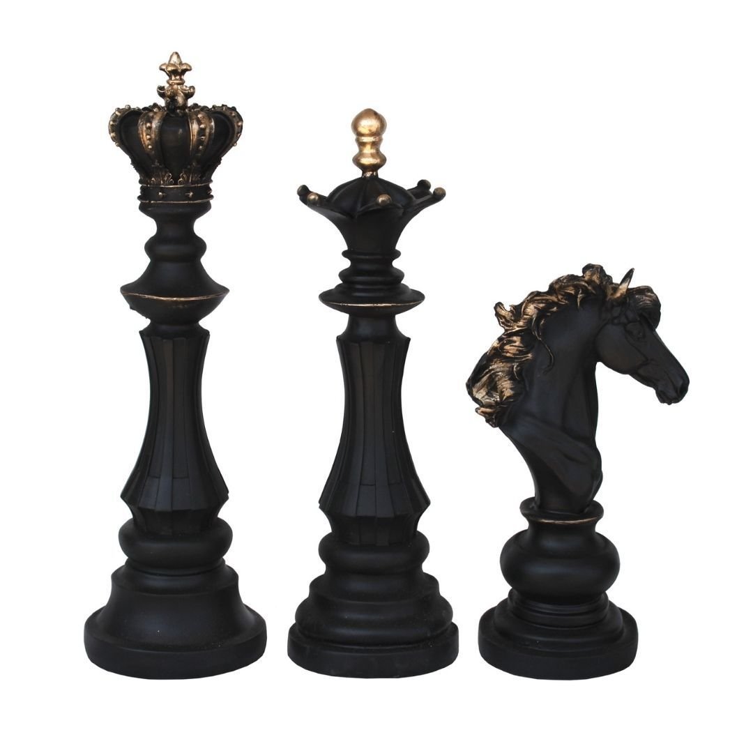 3lü Set Satranç Takımı Siyah 12x39cm