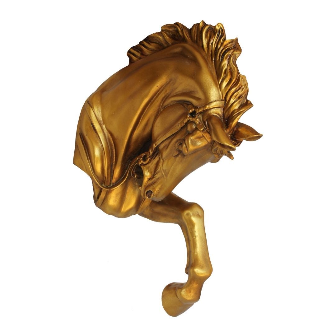 Duvar Askılı At Biblo Altın 27x46cm