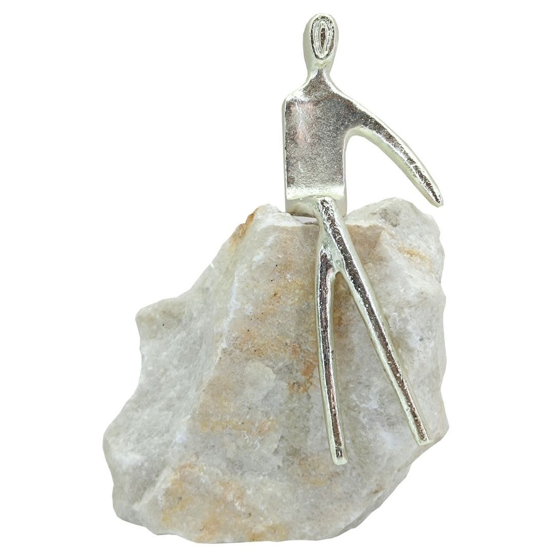 Doğal Taş Oturan Adam Gümüş 12x18cm