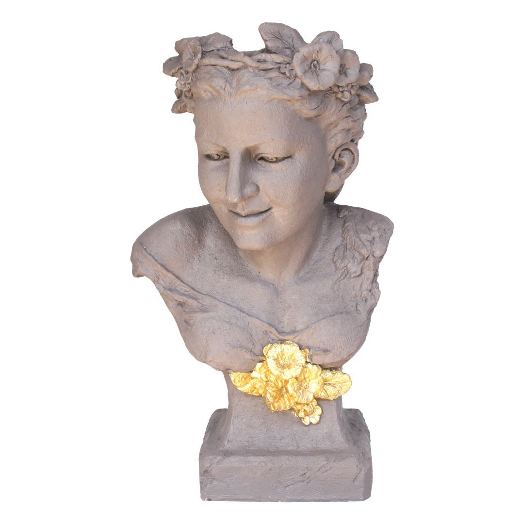 Kadın Heykel Saksı Gri 36x64cm