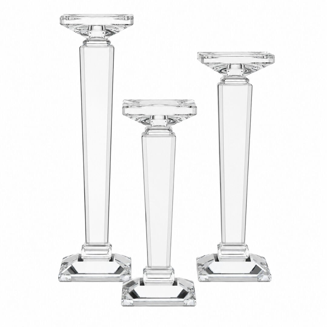 3lü Set Kristal Şamdan 10x34cm
