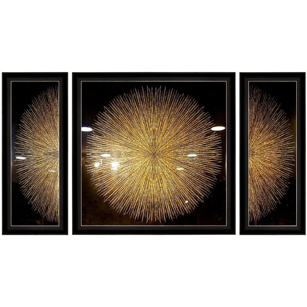 3 lü Set Güneş Altın Tablo 112x206cm