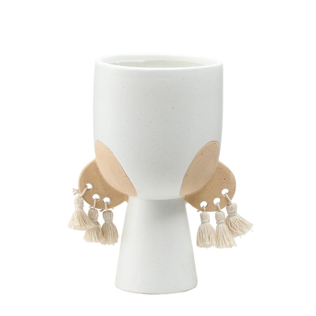 Püsküllü Seramik Vazo 17x30cm