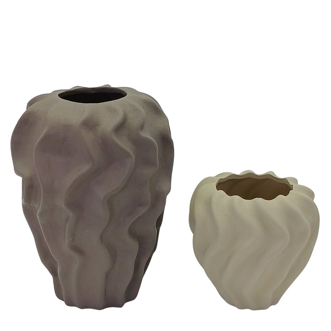 2li Set Buruşuk Vazo 19x26cm Yeşil