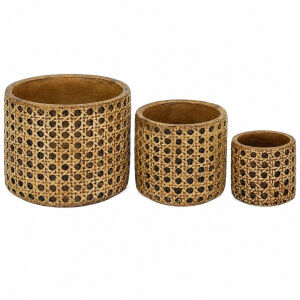 3lü Set Hasır Saksı 12x15cm