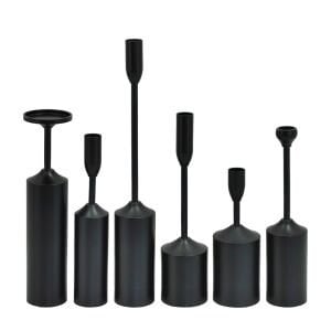 6lı Set Metal Mumluk Siyah 6x39cm