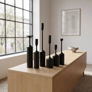 6lı Set Metal Mumluk Siyah 6x39cm