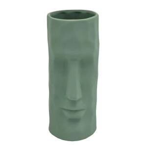 Maoi Yüz Vazo 10x23cm Yeşil