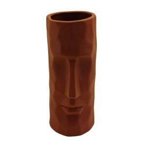 Maoi Yüz Vazo 10x23cm Kiremit