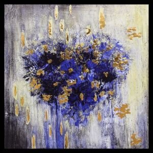 Kalp Soyut Tuval Tablo 105x105cm